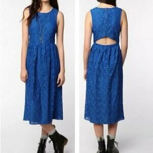 Pins And Needles Cobalt Royal Blue Lace Crochet Cut-Out Midi Dress - XS